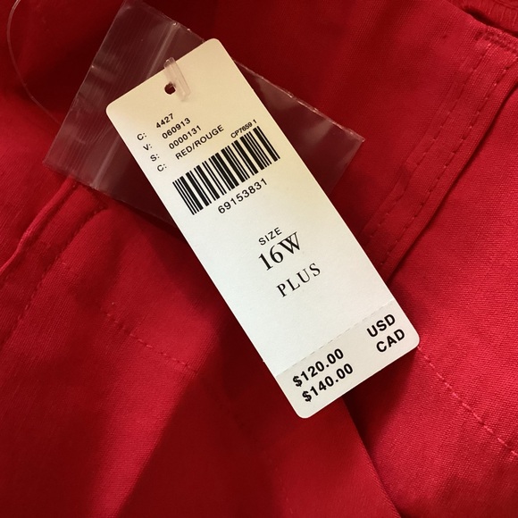 Anthropologie COLETTE Cropped Wide-Leg Pants Maeve Magic Fabric 16W Red NWT - Picture 12 of 15